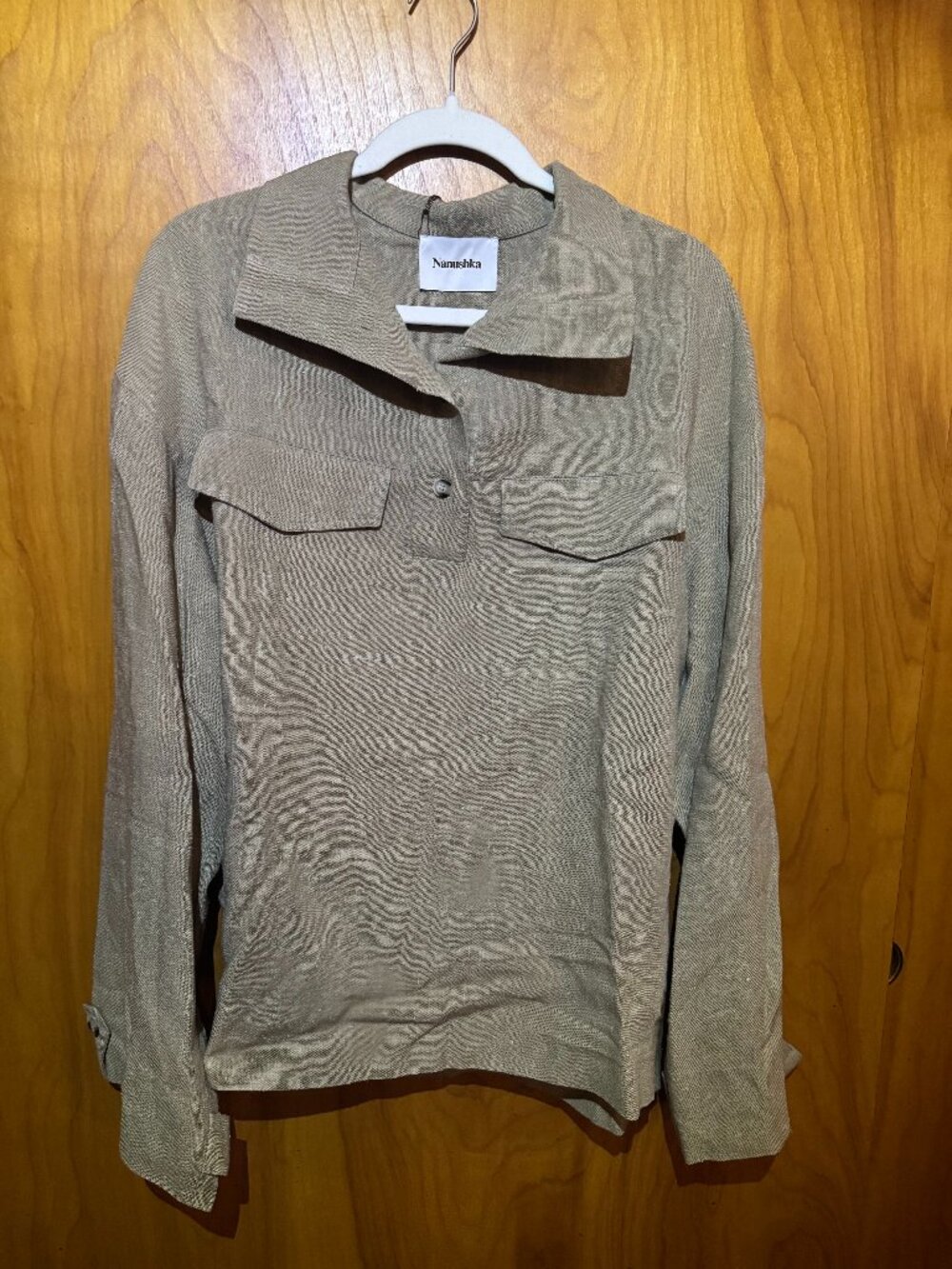NWT Nanushka Emelia Wax Silk Viscose Tweed Pullover OS